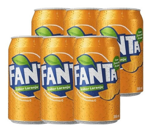 Refrigerante Fanta Laranja Original Pack 6 Latas 350ml