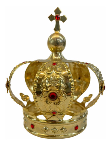Corona Imperial #6 Laton Bañado En Oro Cristal Cortado Azul