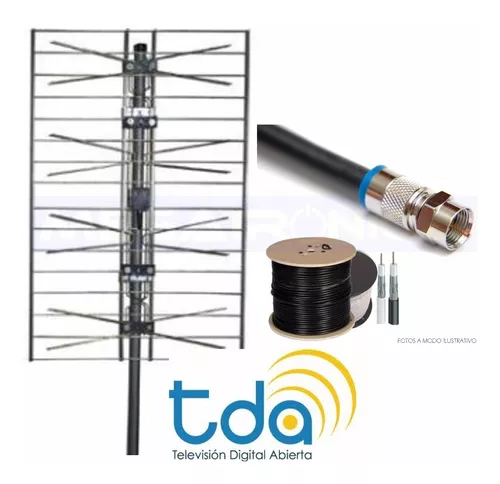 Antena Tv Digital Hd Publica Tdt Tda + 20 Mt Cable Rg6