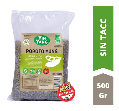 Poroto Mung Orgánico X 500 Gr - Libre De Gluten Sin Tacc