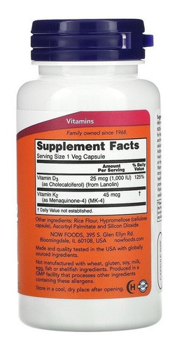 Imagem 2 de 4 de Vitaminas K2 +d3 (p/ Menopausa E Arterosclerose) - 120 Caps