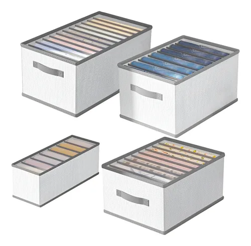 Organizador de ropa, cajon divisor de clóset para almacenamiento de ropa, organizador plegable de 7 compartimentos con asas, clóset de tela y cesta de almacenamiento para camisetas, jeans, ropa