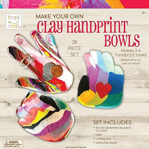 Hapinest Hacer Su Propio Clay Handprint Bowls Kit De Dkz6k
