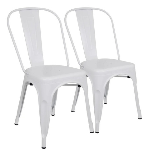 Silla de comedor Para Tu Casa Tolix, estructura color blanco, 2 unidades