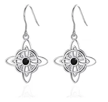 Comprar Aros, Aritos Nudo De Bruja Con Piedra Onix En Plata Fina 950