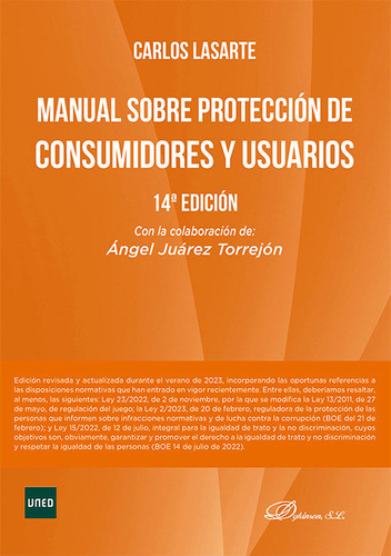 Manual Sobre Proteccion De Consumidores Y Usuarios, De Lasarte Alvarez, Carlos., Vol. 1. Editorial Editorial Dykinson, S.l., Tapa Blanda, Edición 14ª Edición En Español, 2023