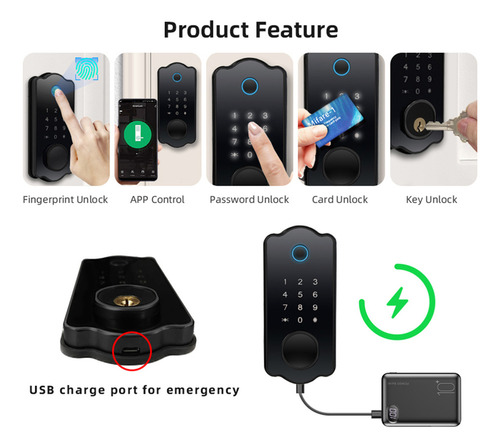 Cerradura Inteligente Impermeable 5 En 1 Con App Ttlock, Tar
