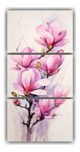 90x180cm Cuadro Abstracto Magnolias Rosa Bastidor Madera