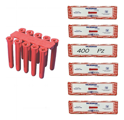 Taquete Rojo Plástico 1/4 Concreto Tabique Thorsman (400pz)