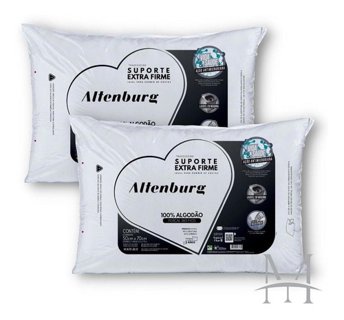 Kit 2 Travesseiros Extra Firme Percal Altenburg Cor Branco
