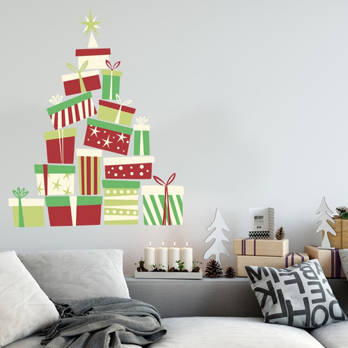 Vinil Decorativo Arbol Navidad De S Facil Aplicación Color Multicolor