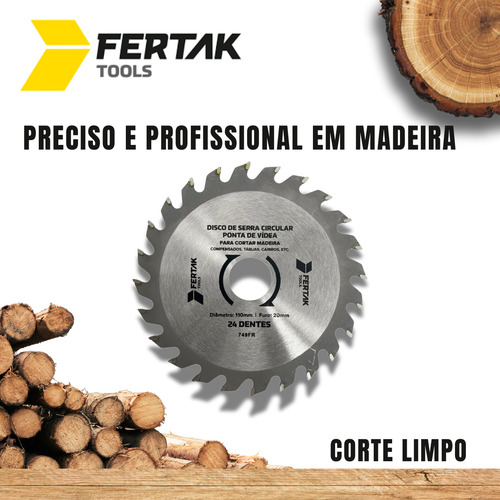 Kit 5 Discos Serra Circular 110mm 24 Dentes P/ Corte Madeira