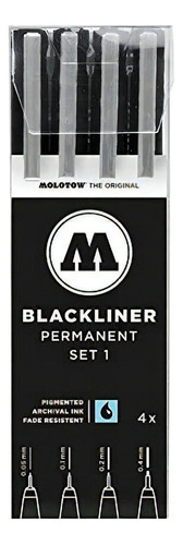 Juego De 4 Bolígrafos Molotow Blackliner De 1 A 0,5 Mm, 0,1