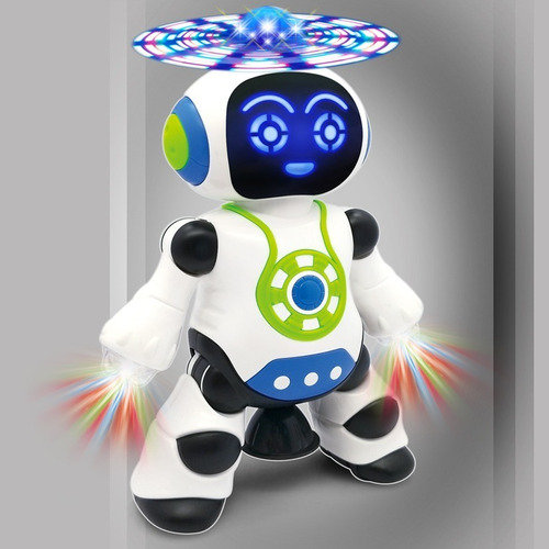 Robo Dança Patina Gira Anda Robozinho Brinquedo Musical Cor Branco Personagem Robo Dance