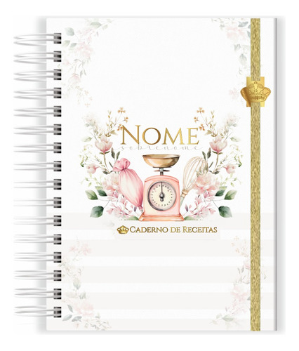 Caderno De Receitas Luxo Personalizado Com Nome Mandaluhz