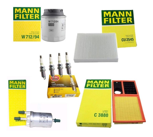 Kit Filtros Mann Filter Bujias Ngk Vw Vento 1.6 Lts 14-18