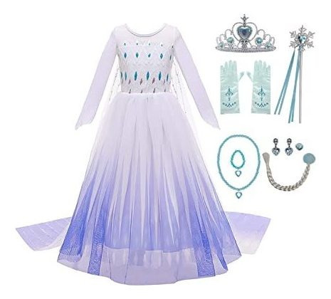 Vestido De Princesa De Nieve, Vestido De Reina Blanco, Disfr