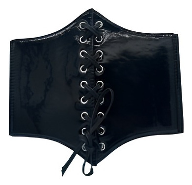 Cinturon Corset Negro Brillante Ajustable Únicos