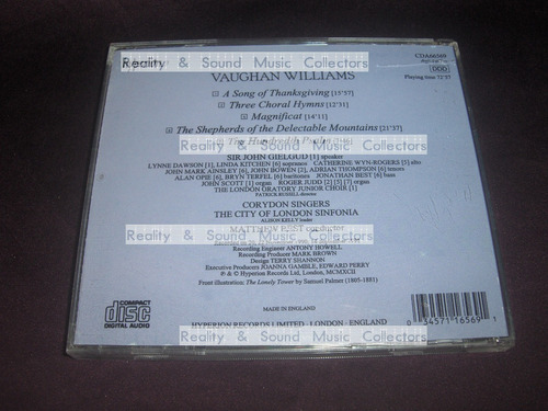 Vaughan Williams Shepherds Of Delectable Mountains Cd 1991 (Usado)