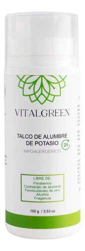Talco Alumbre De Potasio Sin Parabenos 100g Vital Green