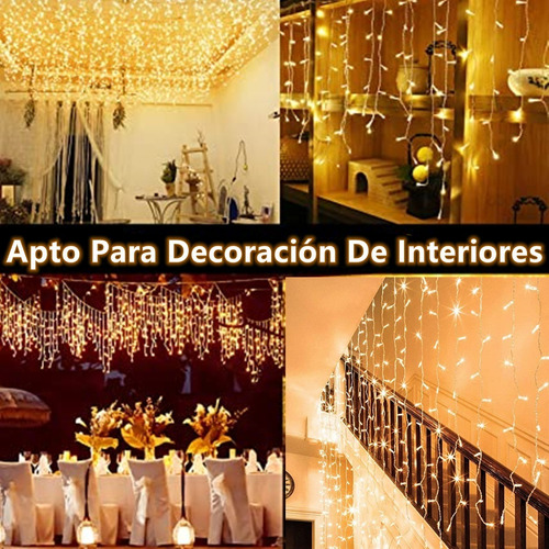 Imagen 8 de 10 de Serie Luces Navidad 216 Led 5m Techo Ambar Cascada Navideña