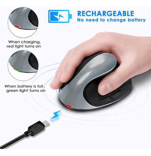 * Mouse Vertical Ergonômico Para Jogos 1600 Dpi