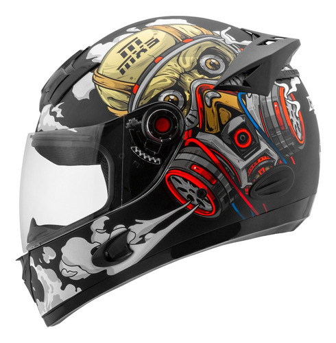 Capacete De Moto Fechado Mixs Mx5 Vírus Forro Removível Cor Bege Fosco Tamanho Do Capacete 56