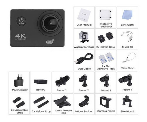Filmadora Action Go Ultra 4k Wifi Hd + Bateria Frete Grát