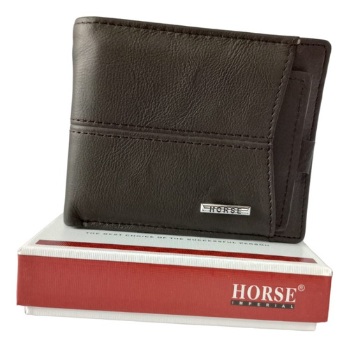 Billetera De Piel Gris Imperial Horse Para Hombre