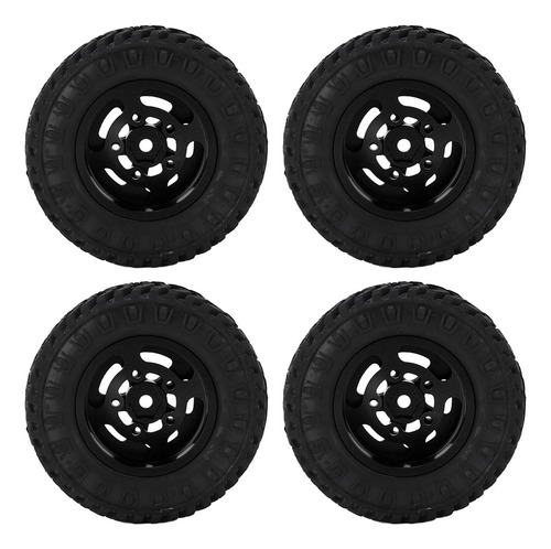 Juego De Neumáticos Y Llantas Rc Negros Y Negros Para Coche