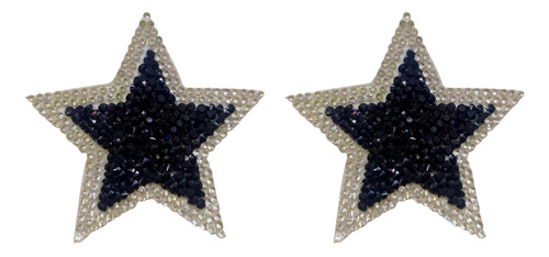 Aplique Estrella Combinada Strass Piedras Termoadhesivo X2 