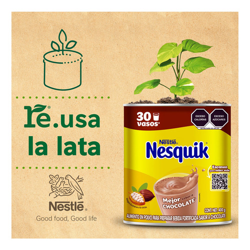 Alimento En Polvo Nesquik Sabor A Chocolate, Lata De 400g