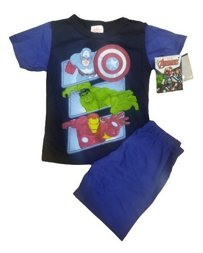 Conjunto Ropa Short  Franela T3 Niños Disney Avengers Marvel