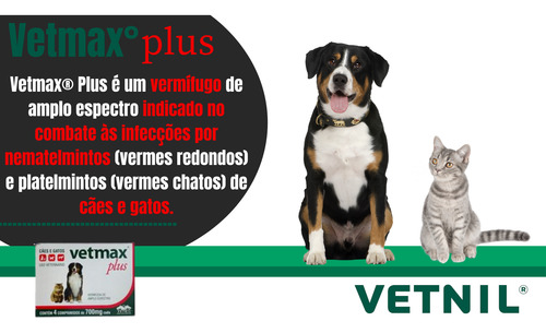 Kit 2un Vetmax Plus Cães E Gatos 4 Comprimidos - Vetnil