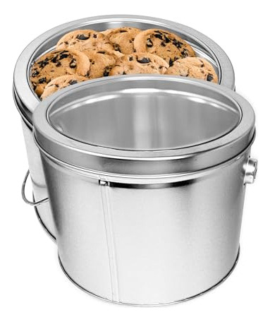 Lata Para Galletas Zelica Premium Silver (vacía) Redonda Co