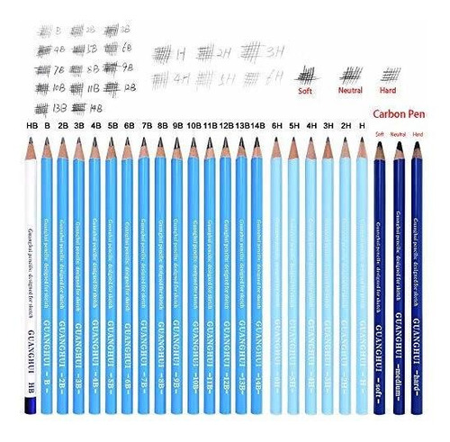 Lápices - 24 Drawing Pencils Set, Art Sketching Pencils Char