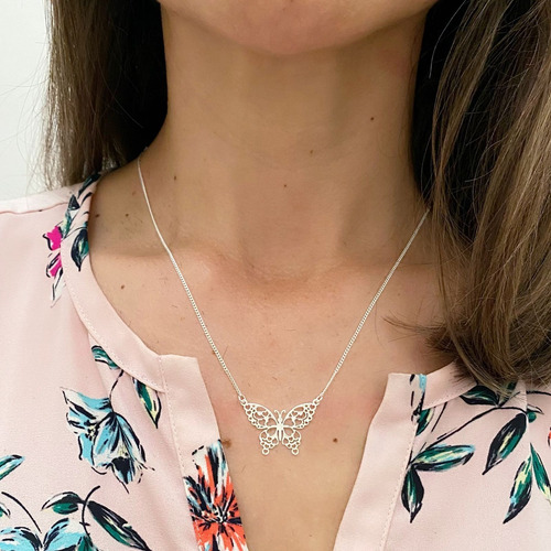 Imagen 9 de 10 de Collar Mariposa Plata .925 Agálea Mujer