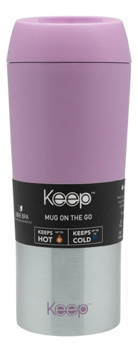 Vaso Mug On The Go Keep Térmico Anti Derrame 400 Ml Color Violeta