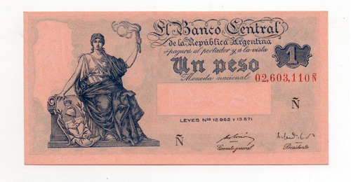 Billete 1 Peso Moneda Nacional Progreso Bottero 1842 Sc