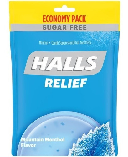 Halls Relief Mountain Menthol Flavor Sin Azúcar Americano