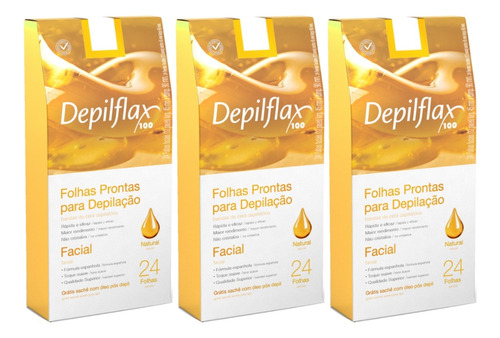 Kit 3cx Folhas Prontas Depilação Facial Natural Depilflax