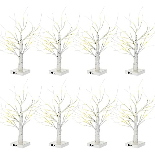 8 Piezas De Árbol De Abedul Con Luz Led, Navidad, Halloween,