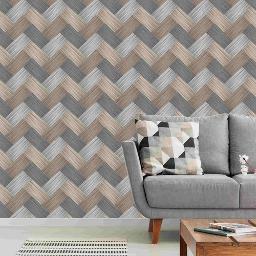 Imagem 2 de 2 de Papel De Parede Para Sala Entrelaçado Fibras 57x270cm