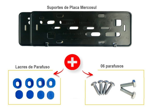 Suportes Para Placa De Carro Mercosul Gratis Lacre Parafusos