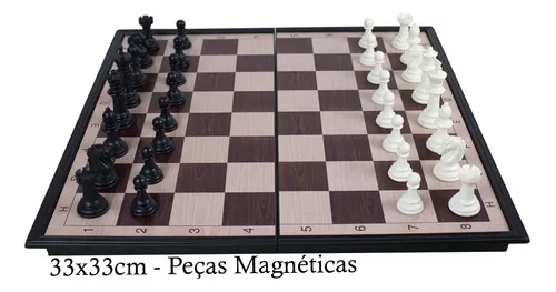 Jogo De Xadrez E Dama Magnetico Luxo (2 Em 1)