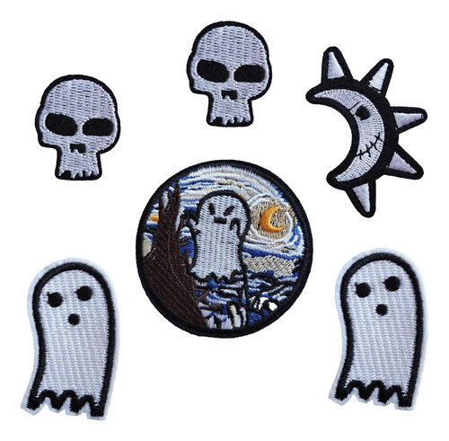 6 Piezas Divertidas De Halloween Cráneo, Luna, Fantasm...