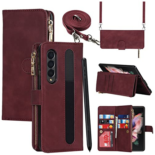 Funda Para Samsung Galaxy Z Fold 4 5g Burgundy Pu Piel S - 1