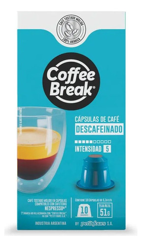 Capsulas Cafe Descafeinado Para Nespresso Coffee Break X10