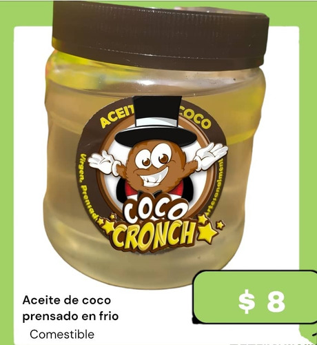 Aceite De Coco Virgen Prensado En Frio Comestible (300ml)