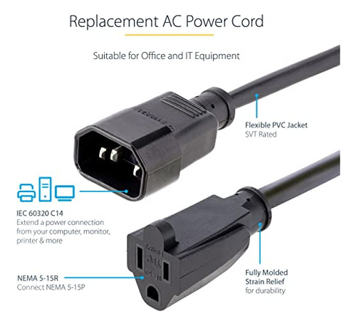 Pack De Cable De Extensin De Poder 1m Para Computadoras